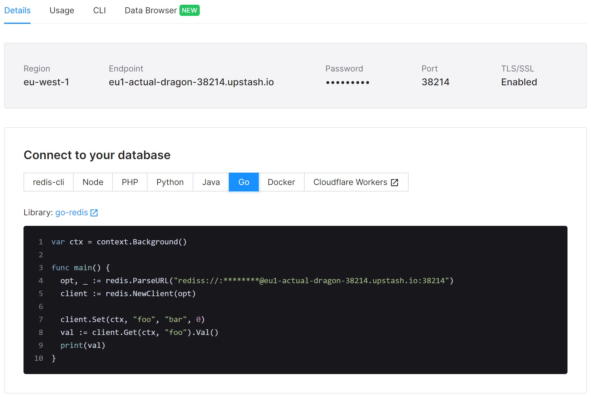 Redis database details