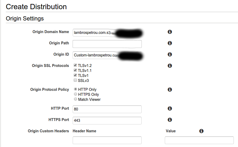 Amazon Cloudfront - Origin Settings